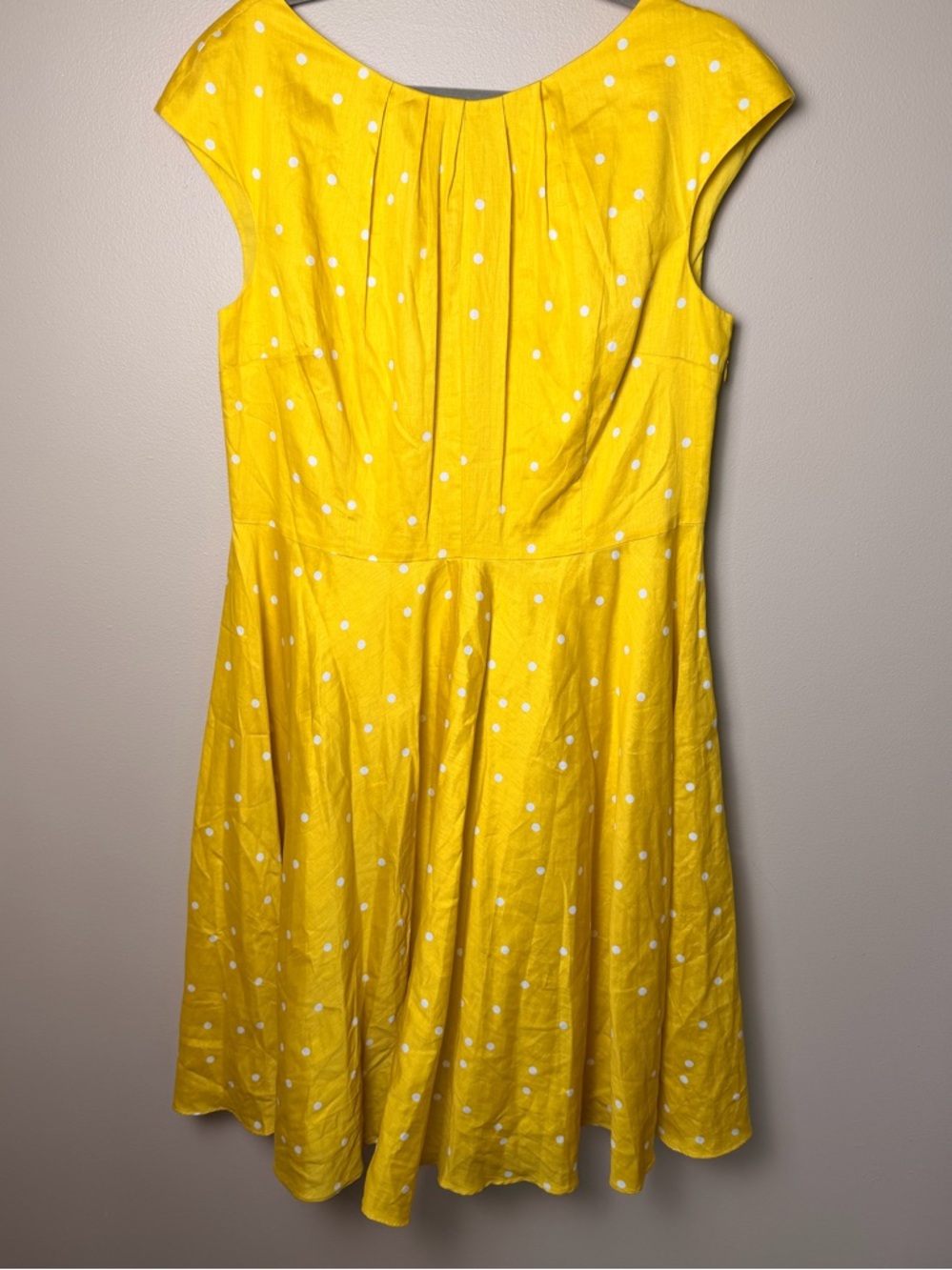💛 Boden Yellow Polka Dot A-Line Dress Size US 12L Cotton Sleeveless EUC 💛 - Picture 4 of 8
